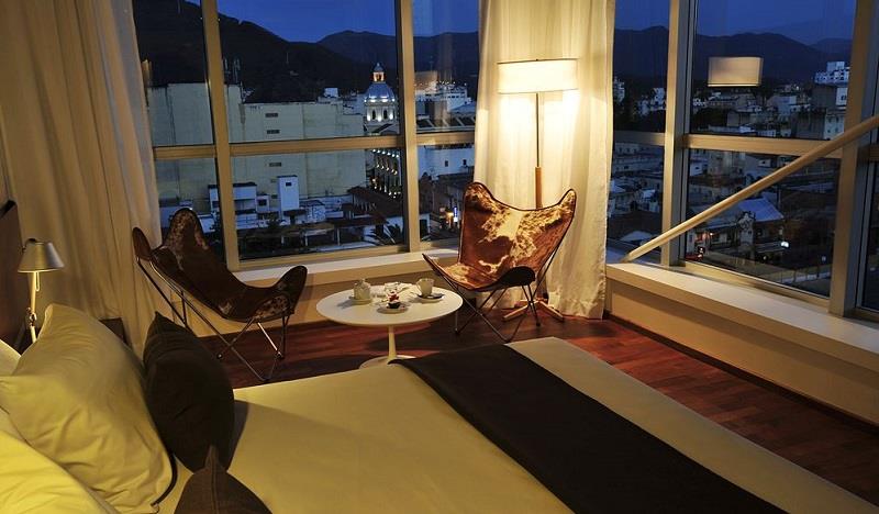 The minimalist, modern style of the Design Suites Hotel in the historic quarter of Salta.